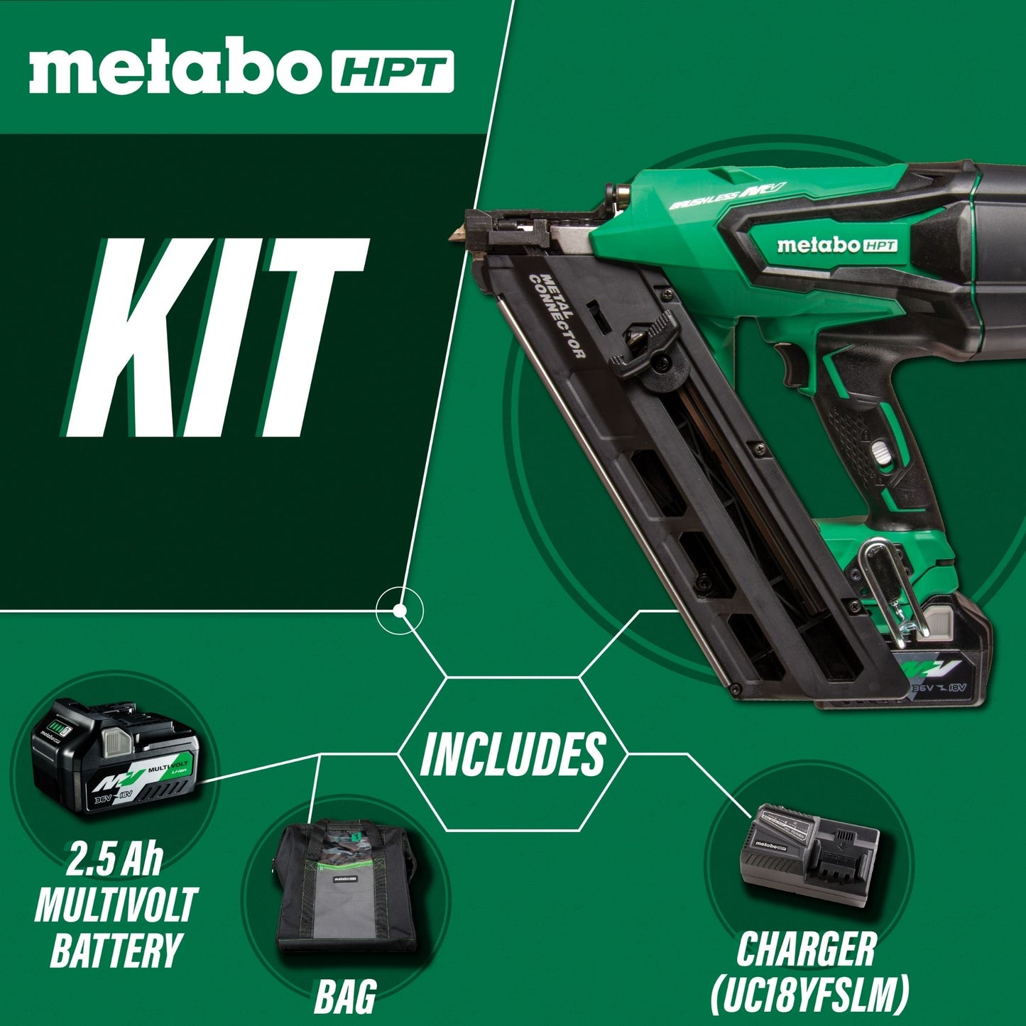 Metabo HPT NR3665DA 36V Cordless Metal Connector Nailer