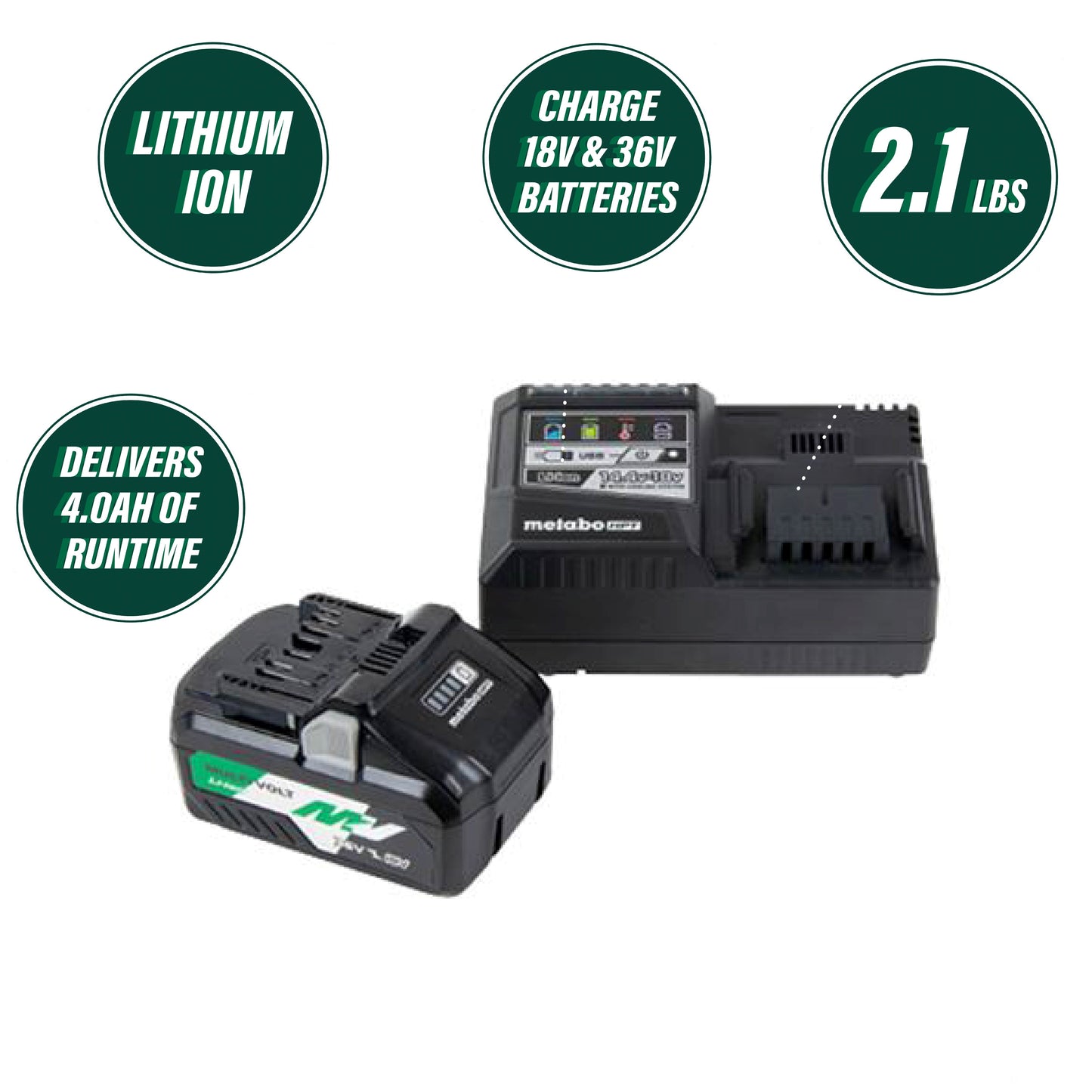 Metabo HPT UC18YSL3B1 MultiVolt™ 36V/18V Lithium Ion Slide Battery and Charger Starter Kit